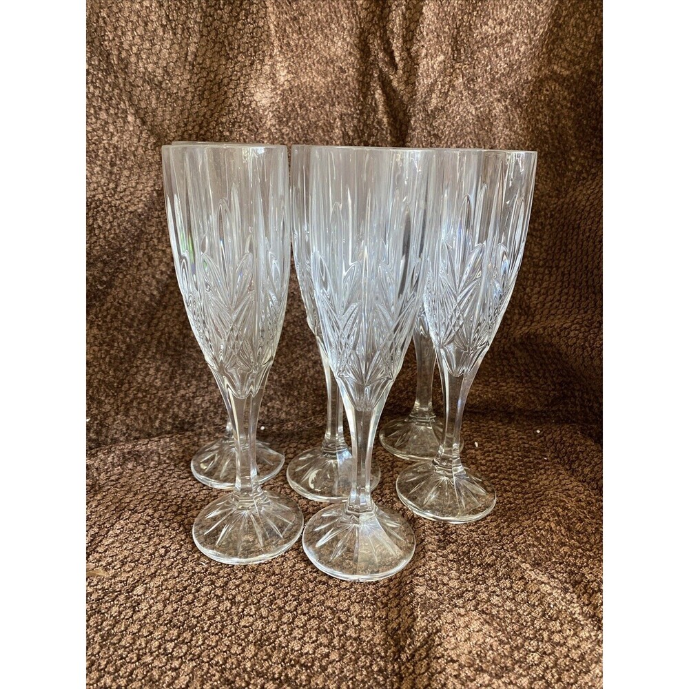 Set of 6 Denby Reflections Crystal Champagne Flutes